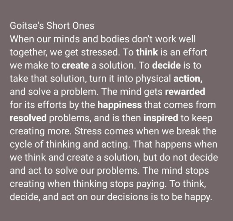 Happiness comes when we decide to take action towards some specific goal. Let yourself go into a beautiful Thursday 😊