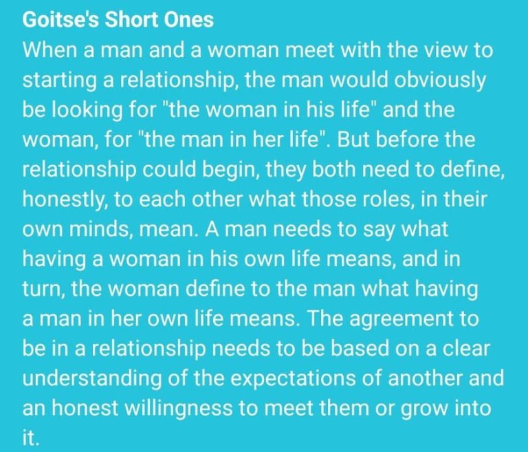 Relationships are based on trusting what the other person says about their own needs and what they're willing to give in