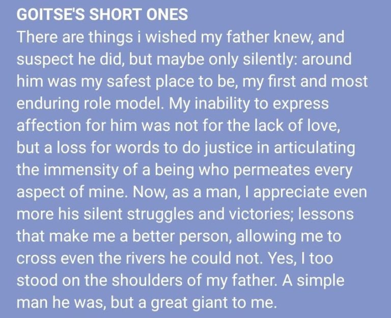 A happy fathers' appreciation day to you and your father, wherever in the universe he is 😊