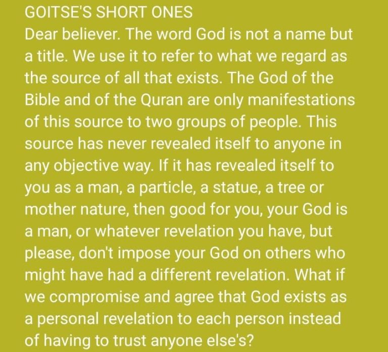 How God is revealed through you is as valid as how God's revealed to Habakkuk, Tshidi or S'phiwe 😊