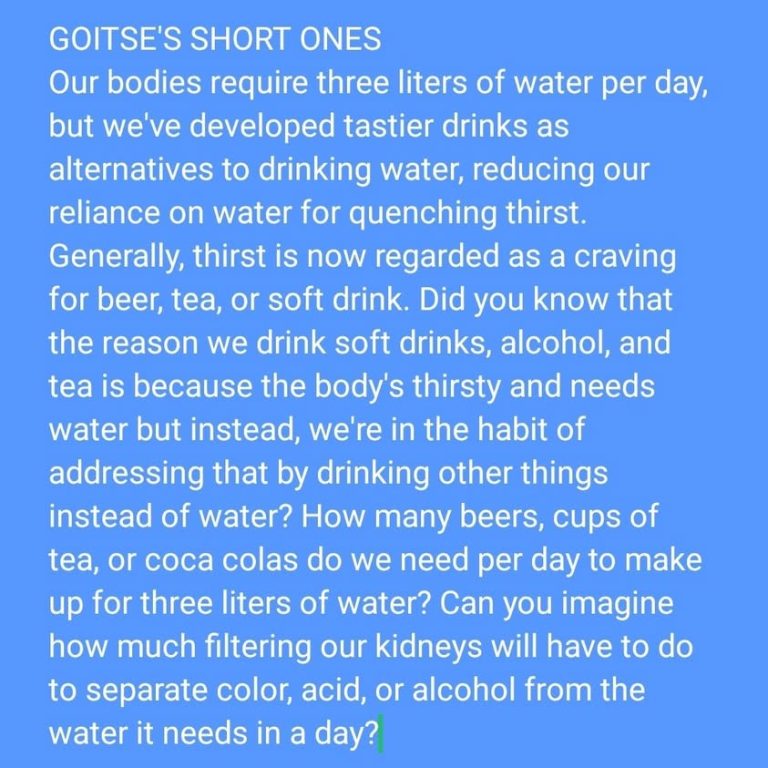 If people are one with earth, and earth is 80% water, wouldn't that mean we have to be, atleast, 80% as hydrated to surv