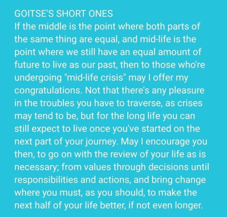 "Midlife crisis",  that point in our lives where we courageously review the impact of our parents' decisions on our live