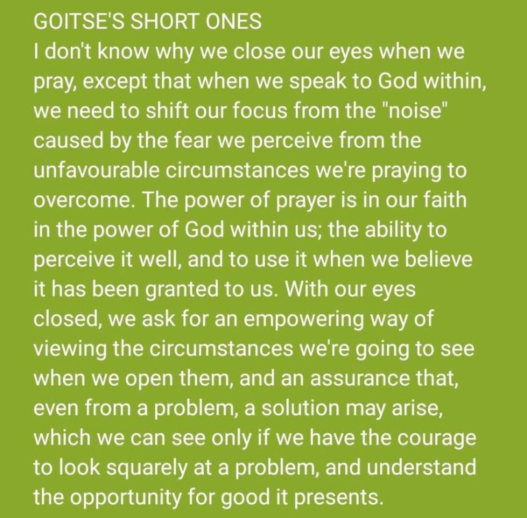Maybe we shouldn't pray for solutions, but for the ability to see our problems in a better light; as opportunities to ac