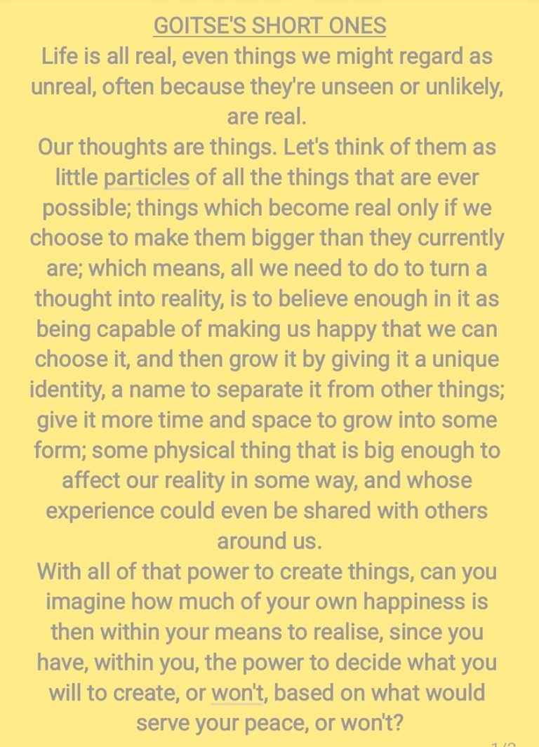 If thoughts can truly be things, and we have so many in our heads, who can run out of options when all that much is poss