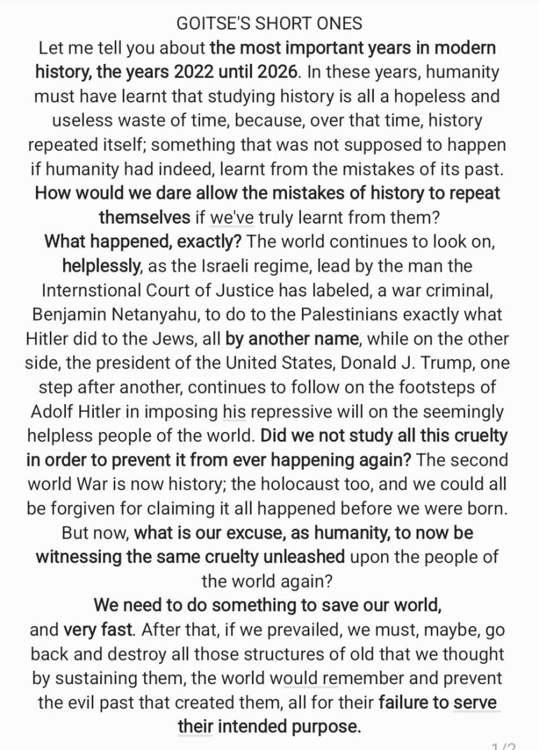Dear student of history: The world needs your help, to save it from history repeating itself. How can what you know help