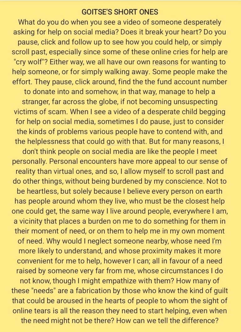 Can we truly help someone if we cannot truly establish their need 😊
