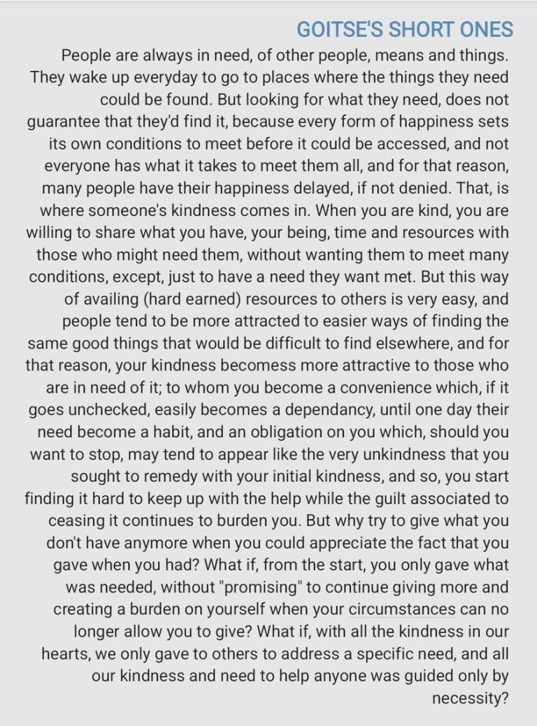 Help only when there's a need, and give only what you have 😊