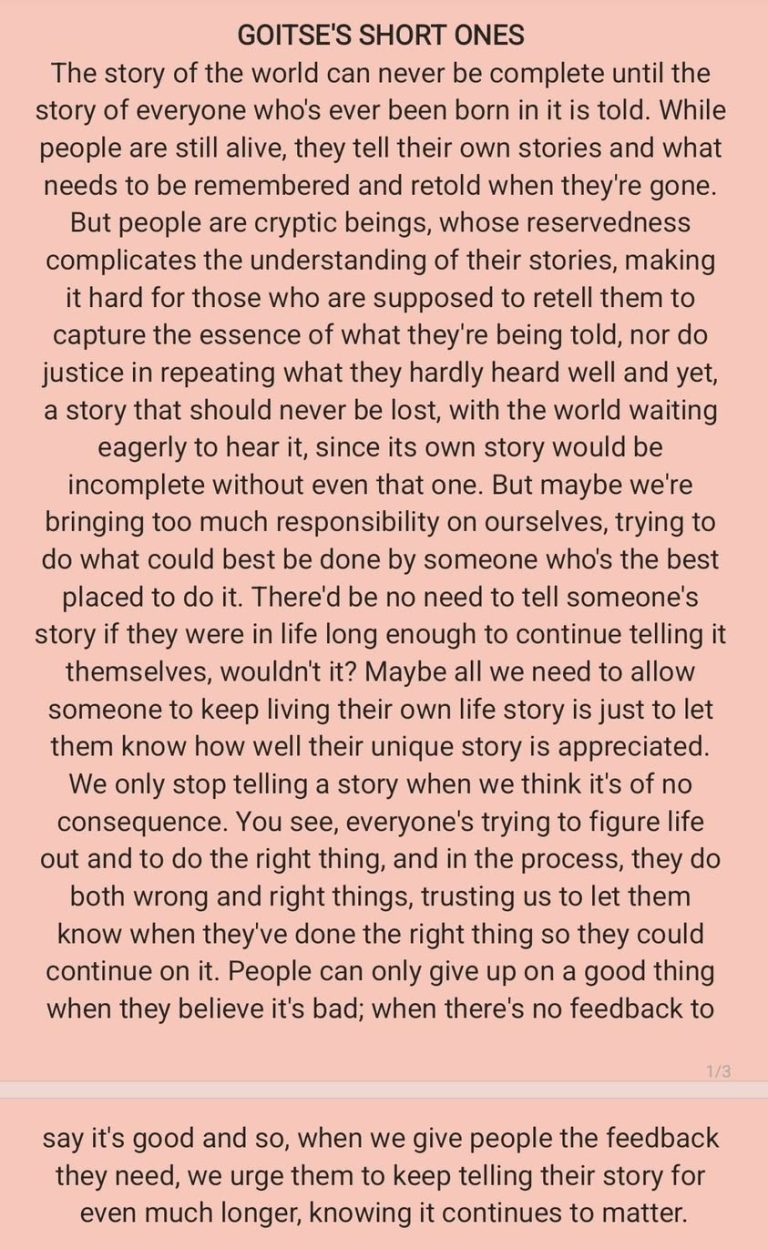 How many people do you know, who gave up on a good thing, only because they got no feedback to say they were doing good?