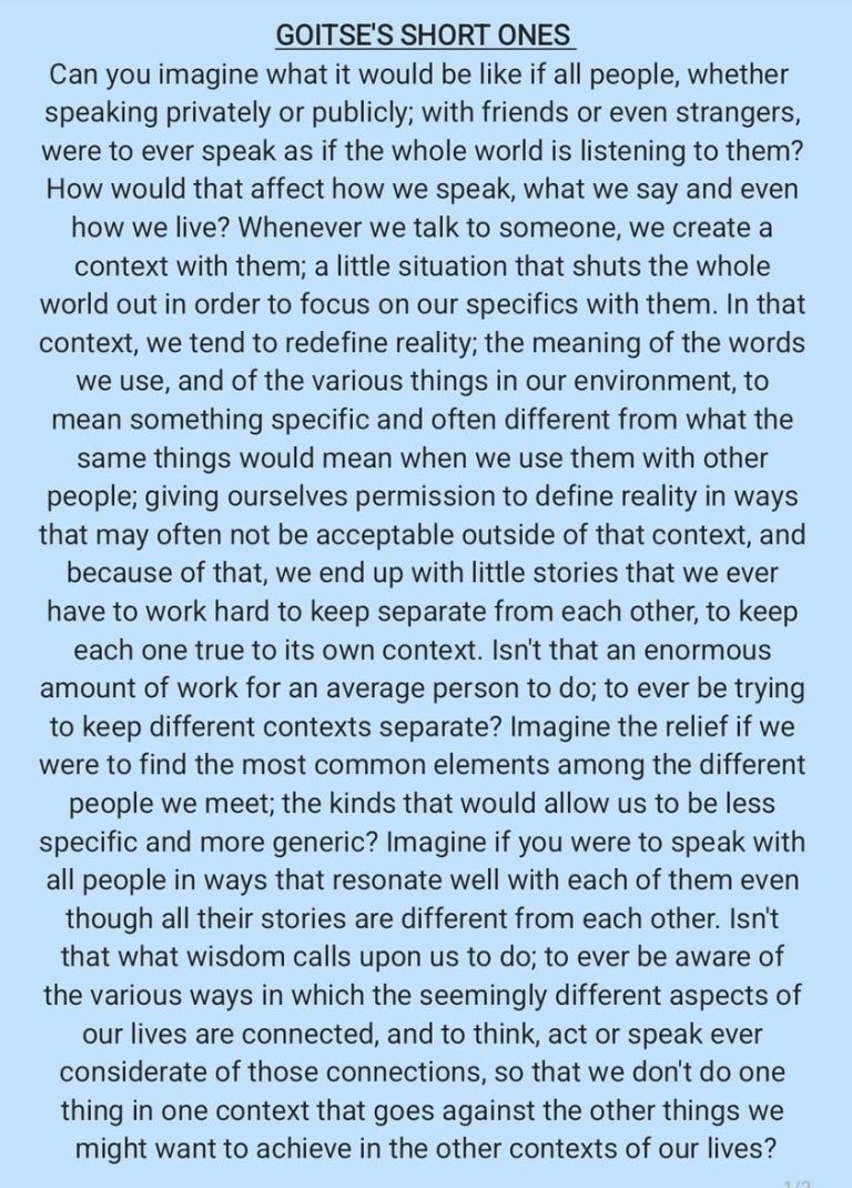 Let's live situationally, but ever with the broader considerations of life in mind 😊