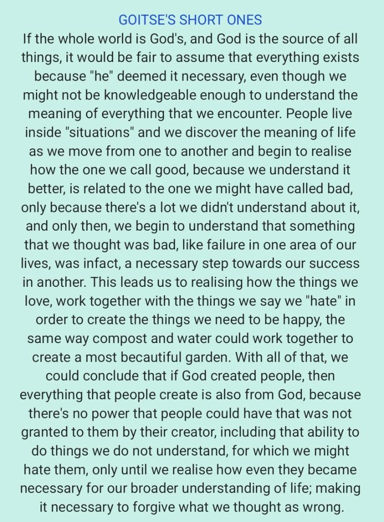 To forgive is to have a better understanding of what hurt us, and of the lesson it sought to teach us 😊