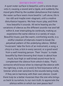 Enjoy the sounds made by your creative disturbances. A happy Friday to you!
